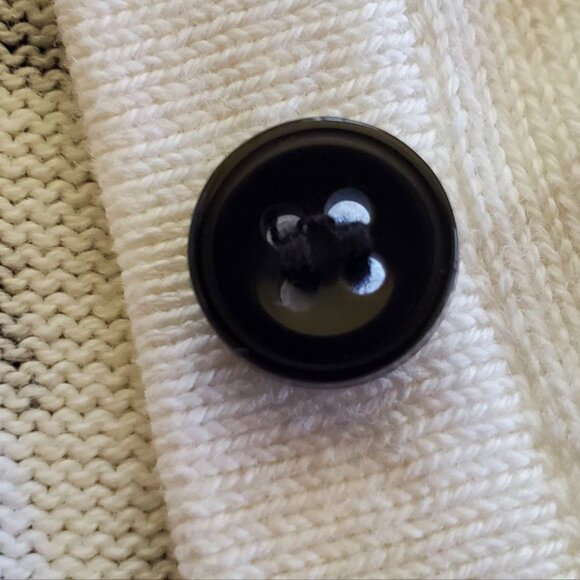 Kate Hill White Cardigan with Black Fern Leaves Imprints. Size S - Picture 7 of 13